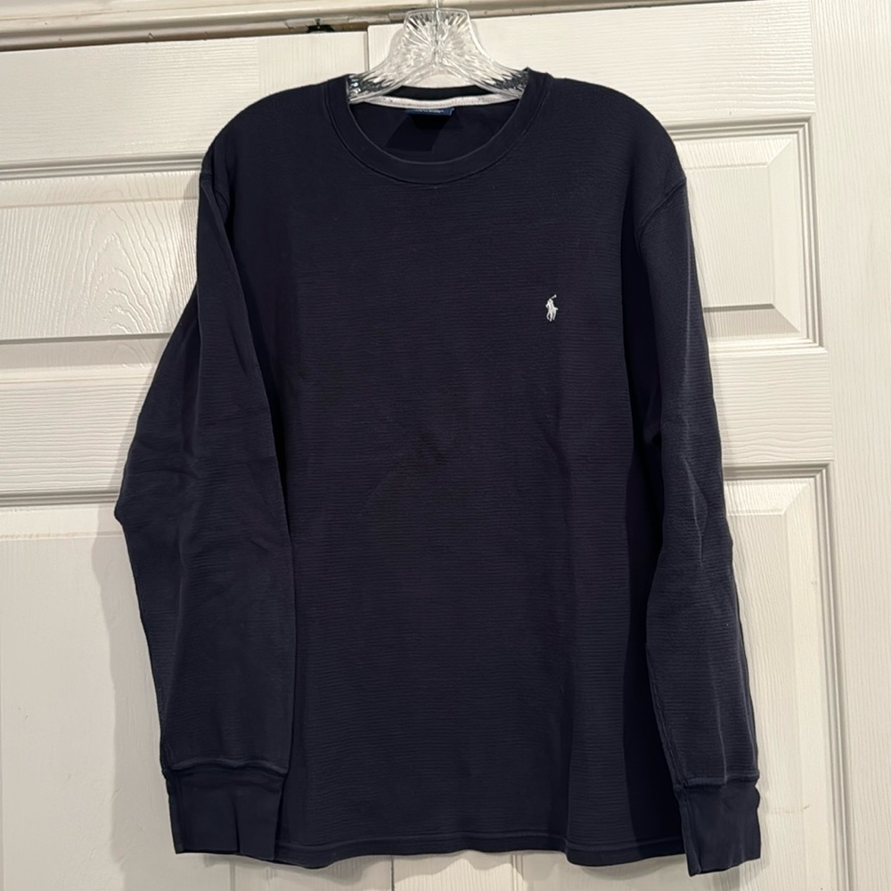 POLO RALPH LAUREN men’s long-sleeve navy shirt, Large